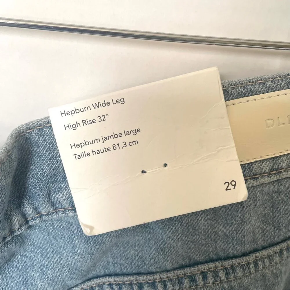 DL1961 Hepburn Wide Leg High Rise Jeans Womens 29 River Bank Lightweight - Picture 9 of 11